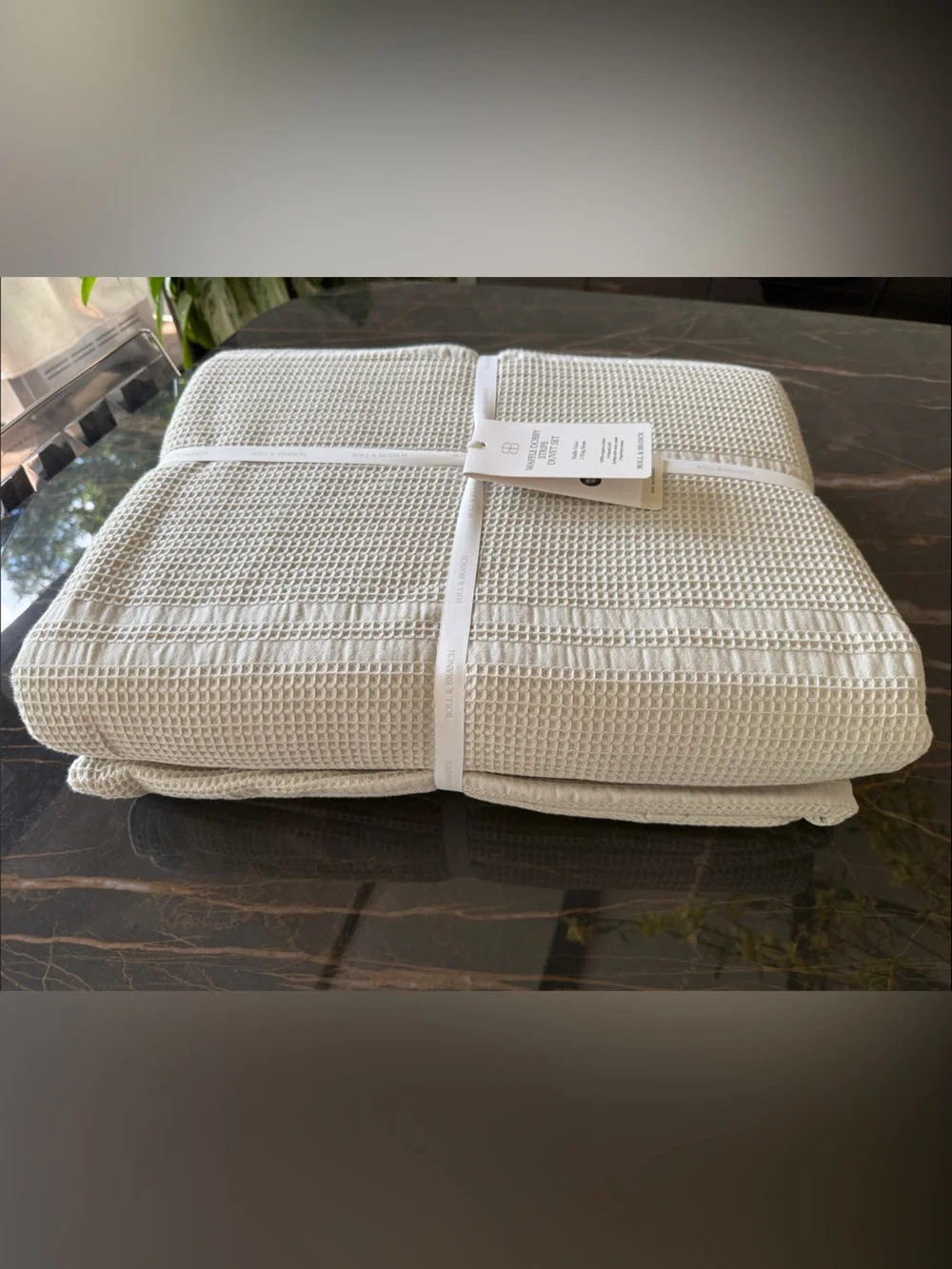 Boll & Branch Waffle Dobby Stripe Duvet Set King/California King